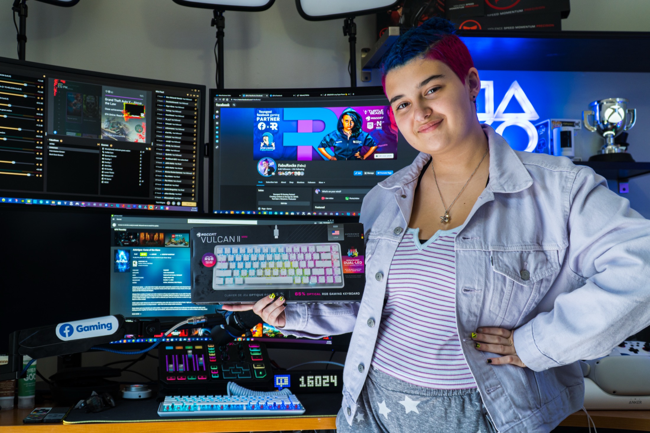 Fabu in her gaming and creator setup