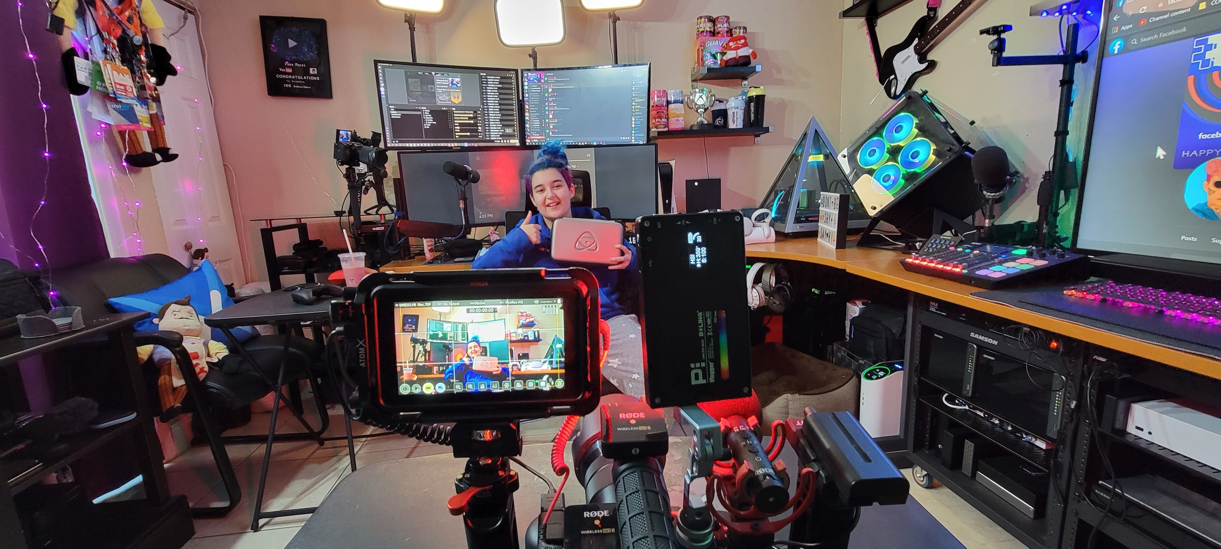 Fabu in the 2021 FabuRocks studio during a content shoot